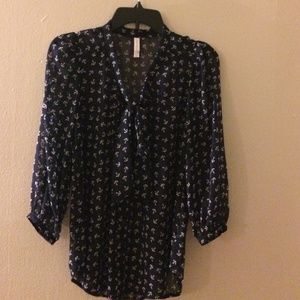 Anchor print sheer blouse.